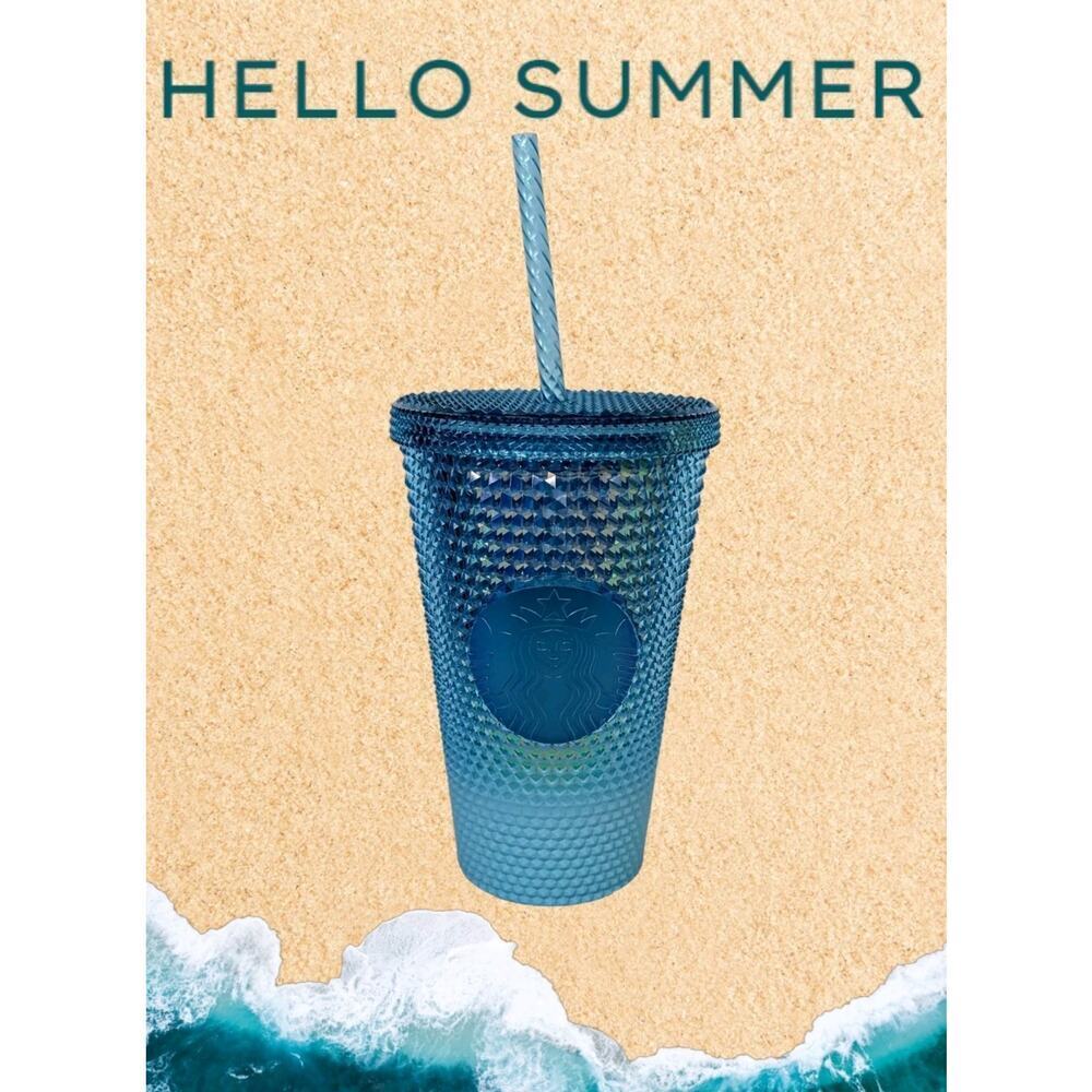NEW Starbucks 2023 Glacier Blue Ombre GRADIENT Studded Tumbler Cold Cup 16 oz